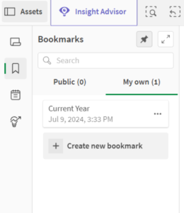 New bookmarks Qlik Sense